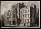 Sepia drawing of the original hospital building