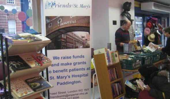 Foyer display of sales table for the friends