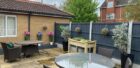 An image of the courtyard area showing garden table and chairs